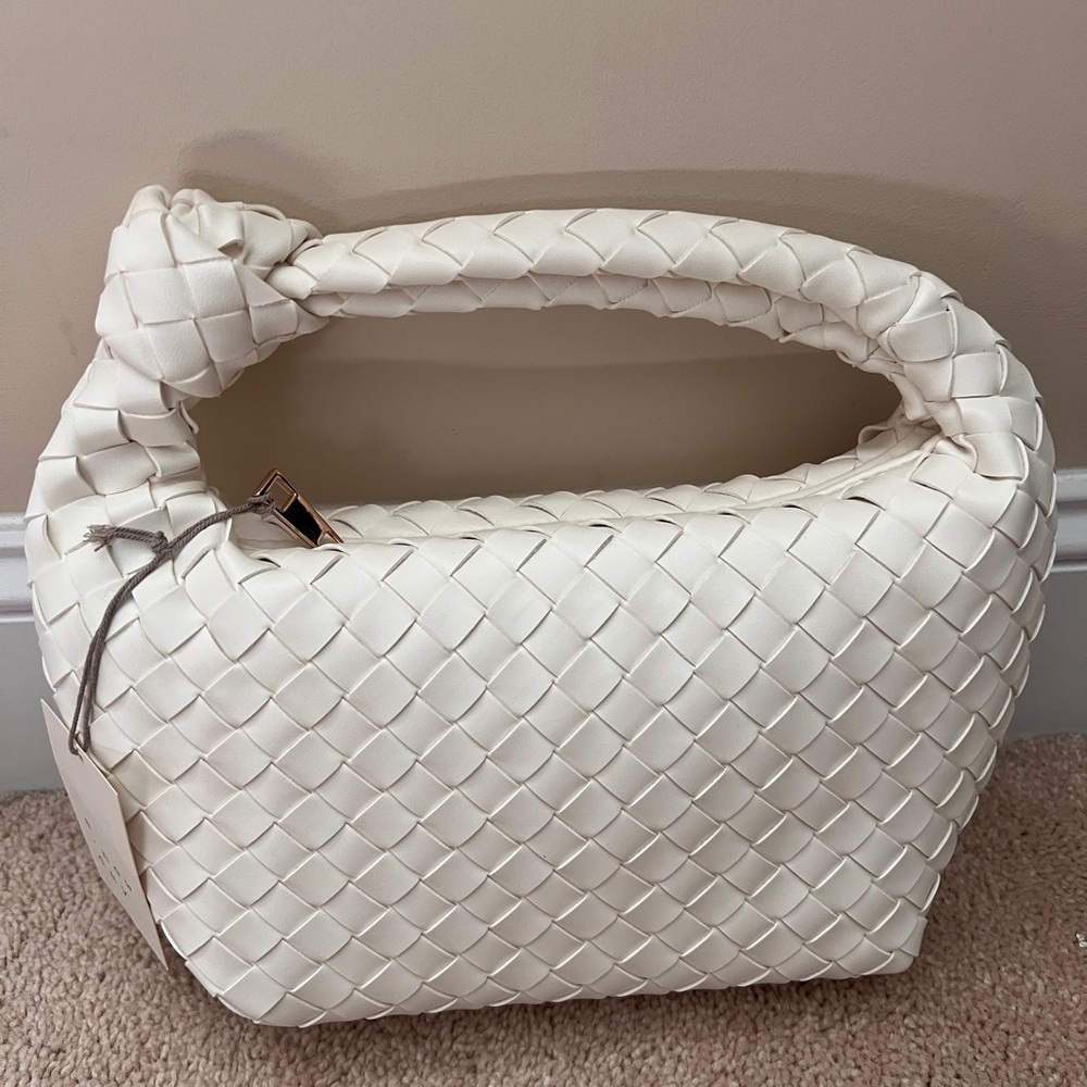 A New Day Mini Woven Handbag Clutch in Off White